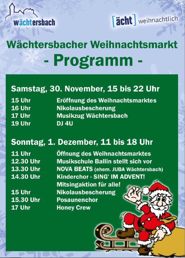 Wächtersbacher Weihnachtsmarkt 2024 Programm