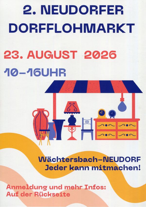 Dorfflohmarkt am 23.08.2026 - Flyer Vorderseite Dorfflohmarkt am 23.08.2026 - Flyer Vorderseite